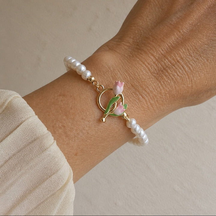 Tulip Pearl Charm Bracelet