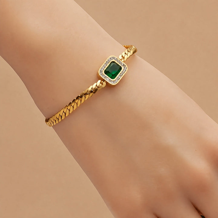 Radiant Gold Emerald Link Bracelet