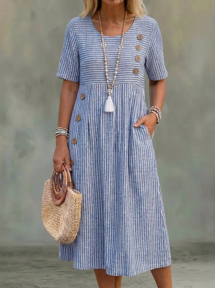 Siva | Elegant Midi Striped Dress
