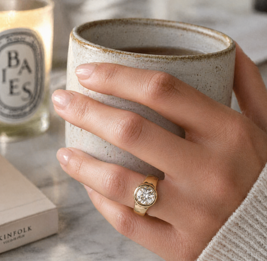 Vintage Forged Gold Zirconia Ring