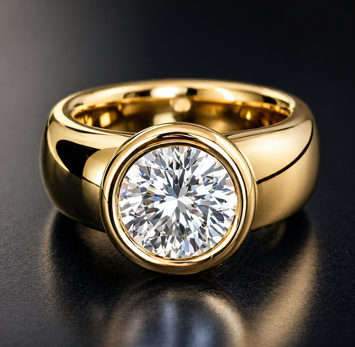 Vintage Forged Gold Zirconia Ring