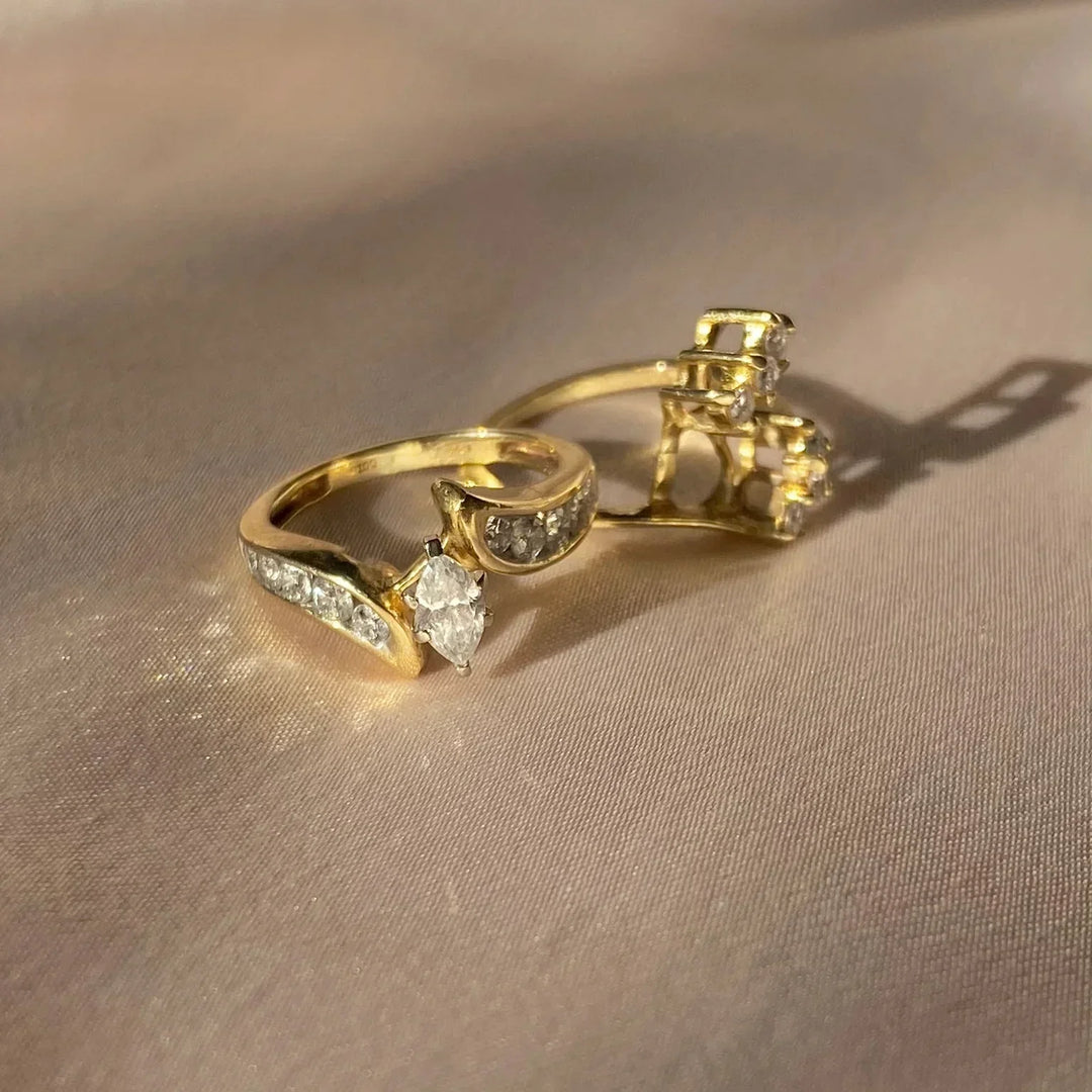 Vintage Gold Inlaid Zirconia Ring