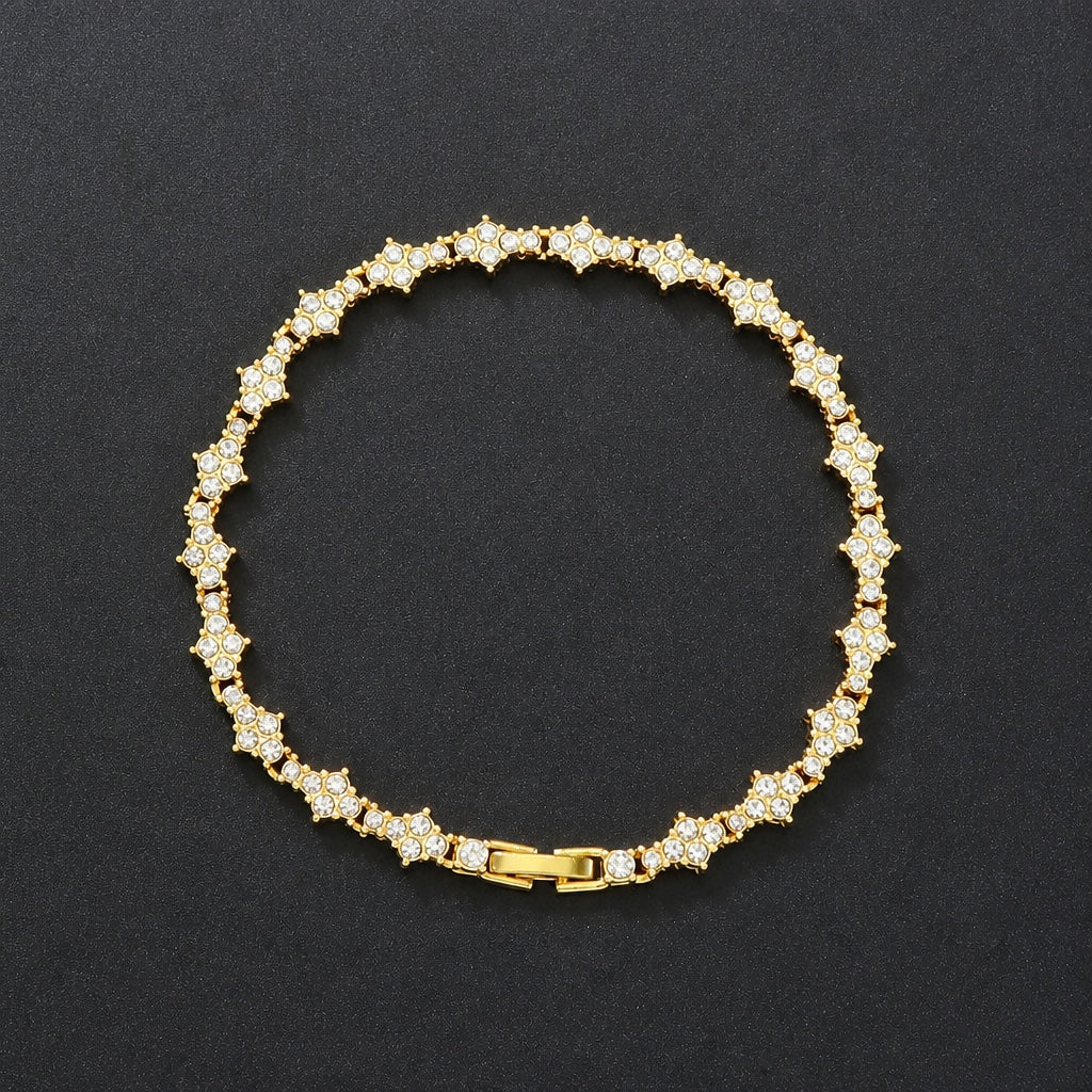 Classic Cluster White Gold Tennis Bracelet