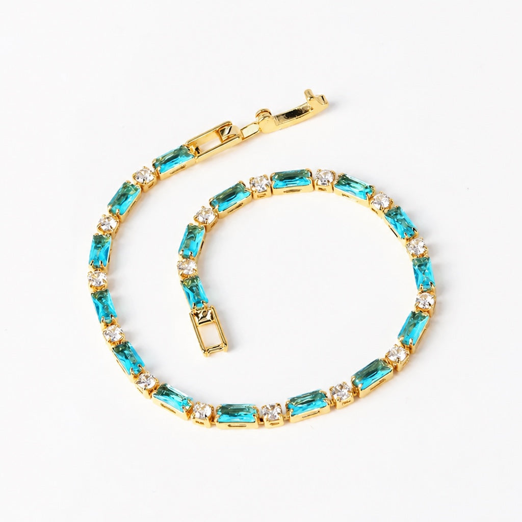 Natural Turquoise Stone Gold Bracelet