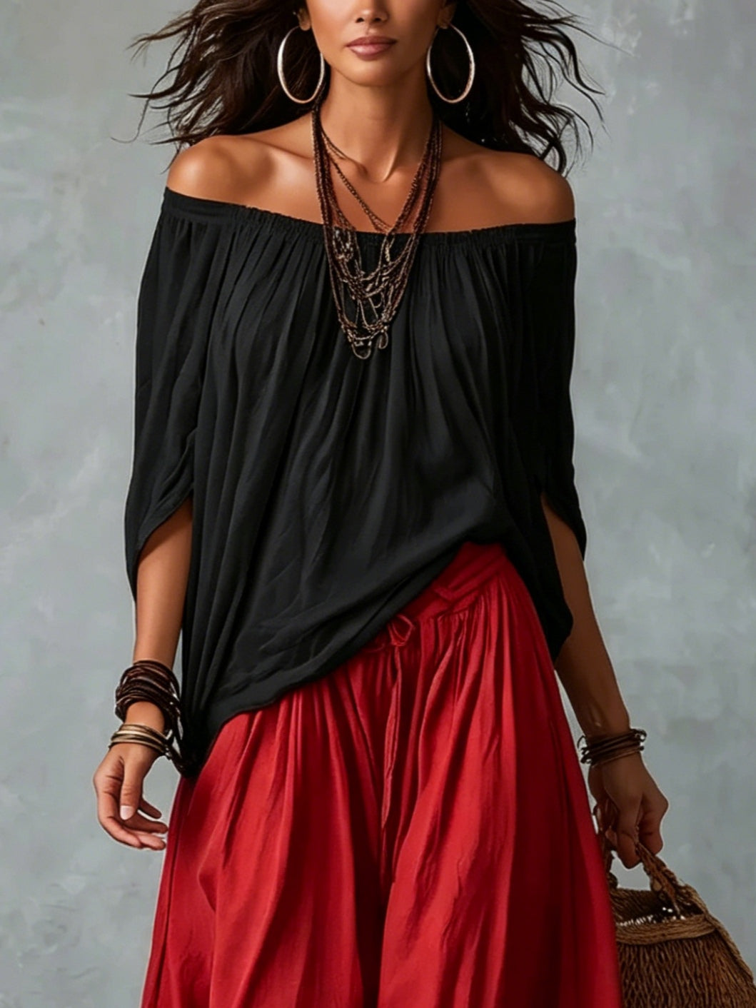 Sofia Off-Shoulder Top &amp; Lantern Trousers Set