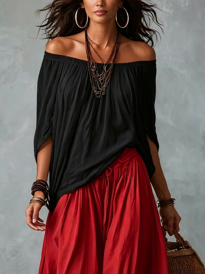 Sofia Off-Shoulder Top &amp; Lantern Trousers Set