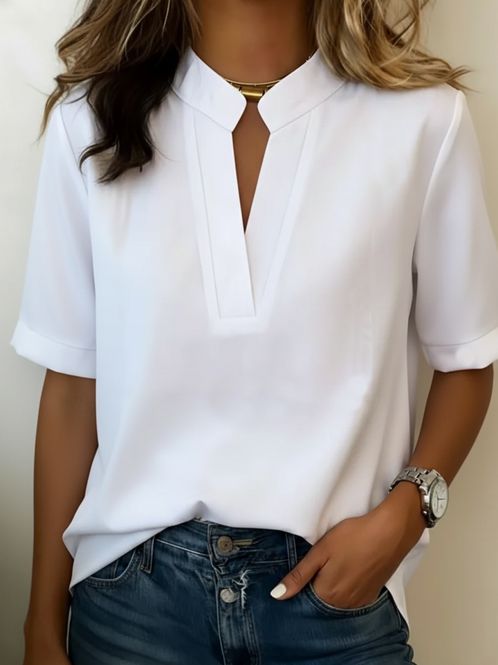Karyn™ | Gold Bar V-Neck Blouse