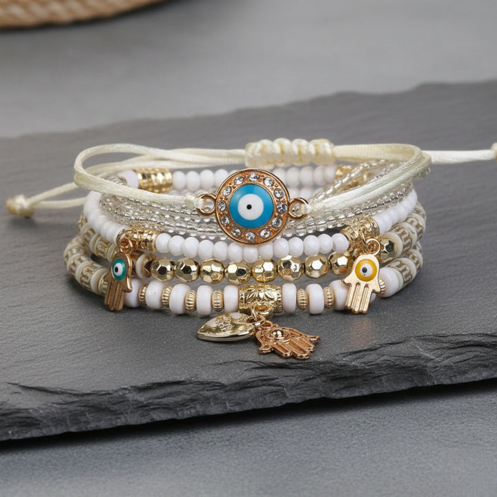 Hamsa Beaded Bracelet Set