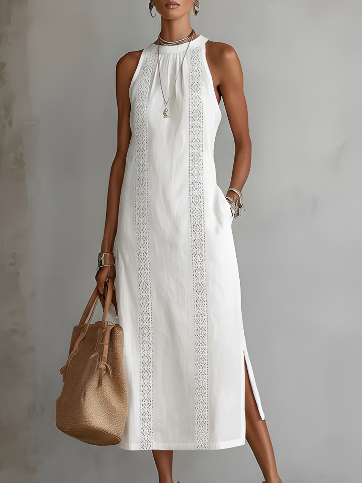 Jimena | Elegant Midi Dress with Mao Collar