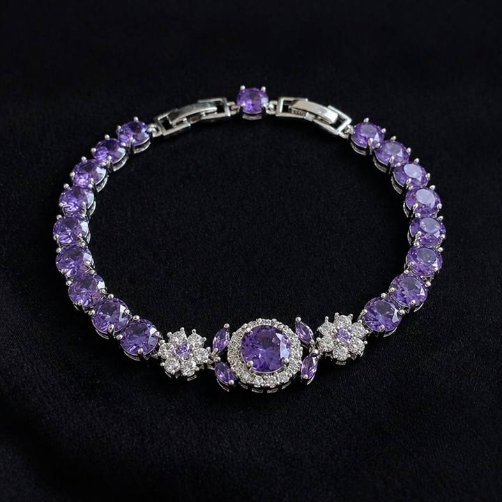 Velmira Crown White Gold Tennis Bracelet