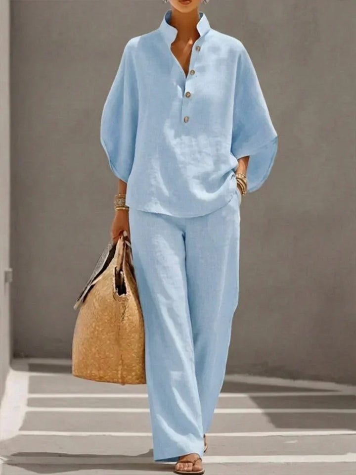 Maribel | Set with Batwing Sleeves and Wide-Leg Pants