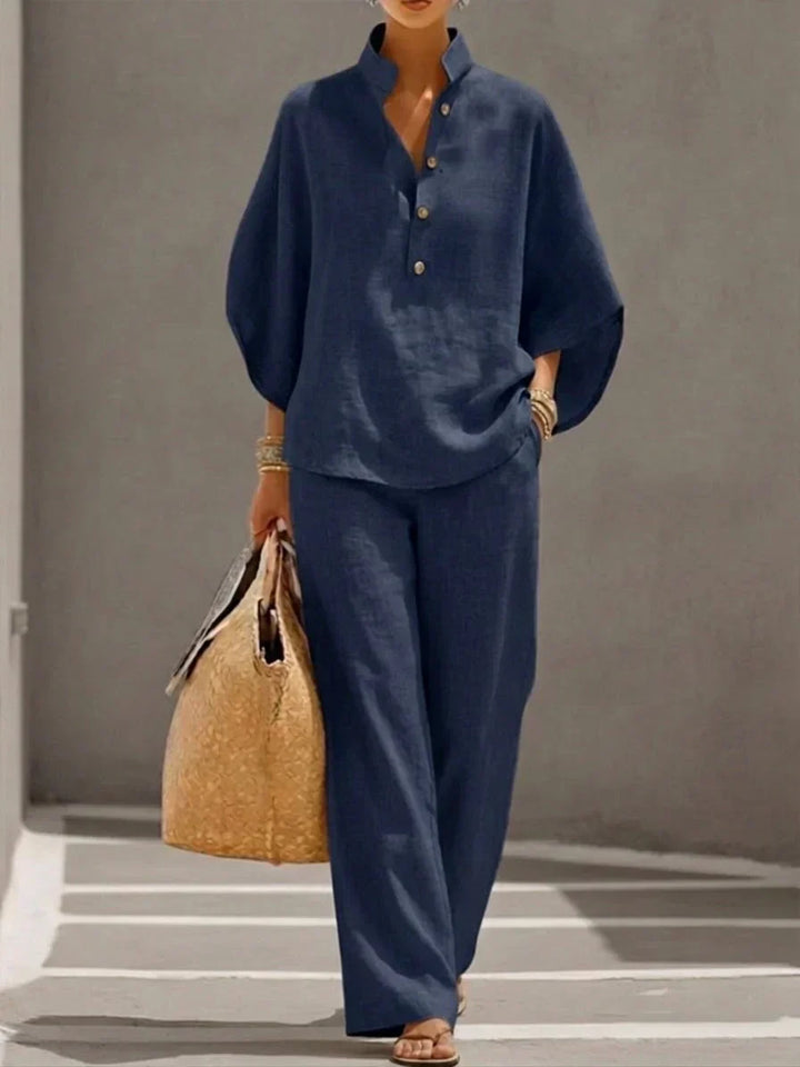 Maribel | Set with Batwing Sleeves and Wide-Leg Pants