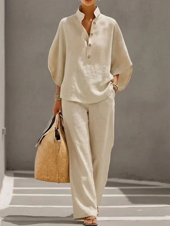 Maribel | Set with Batwing Sleeves and Wide-Leg Pants