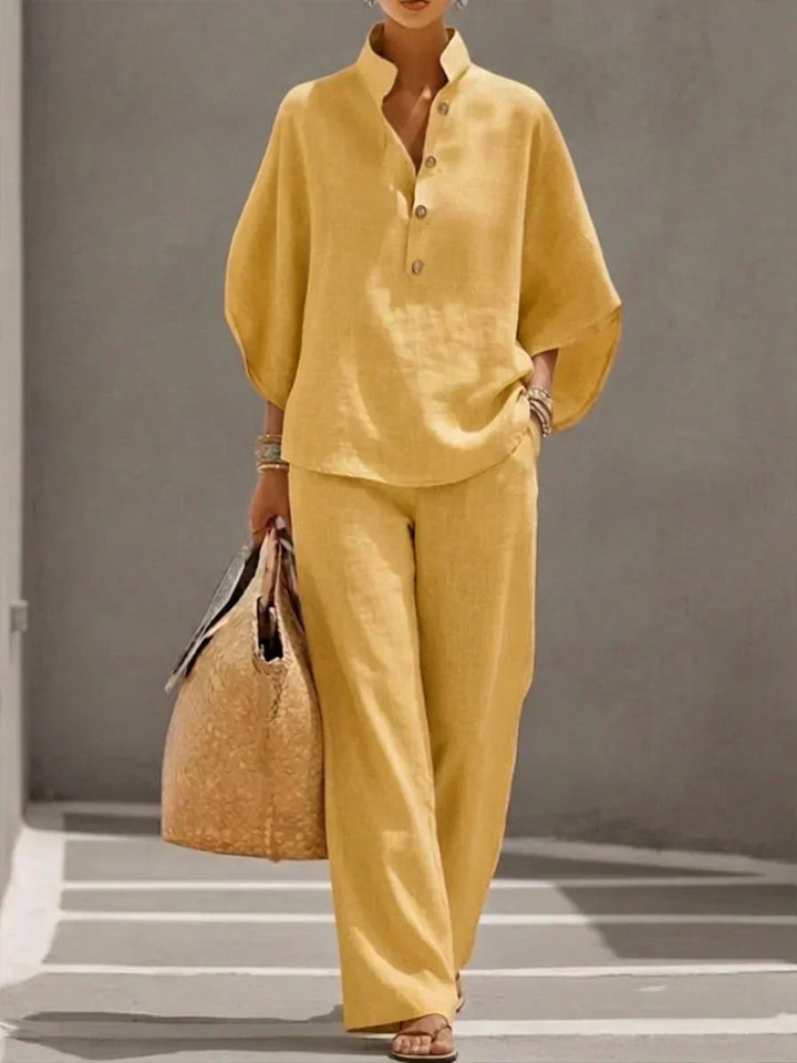 Maribel | Set with Batwing Sleeves and Wide-Leg Pants