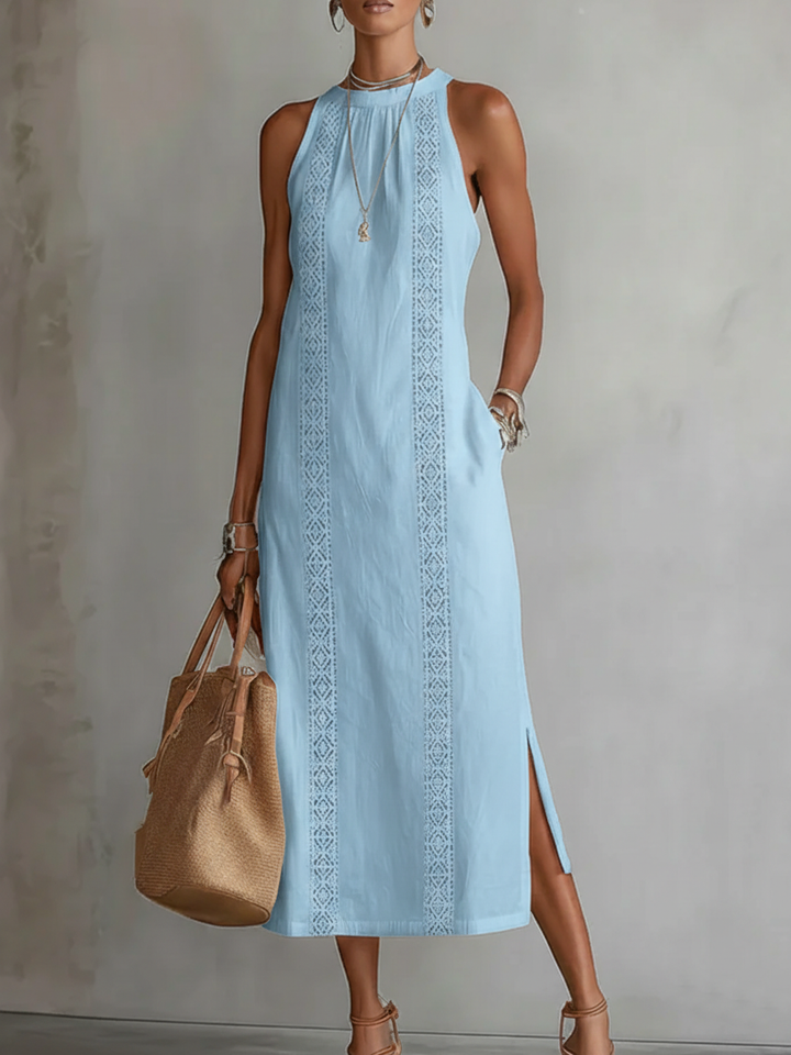 Jimena | Elegant Midi Dress with Mao Collar